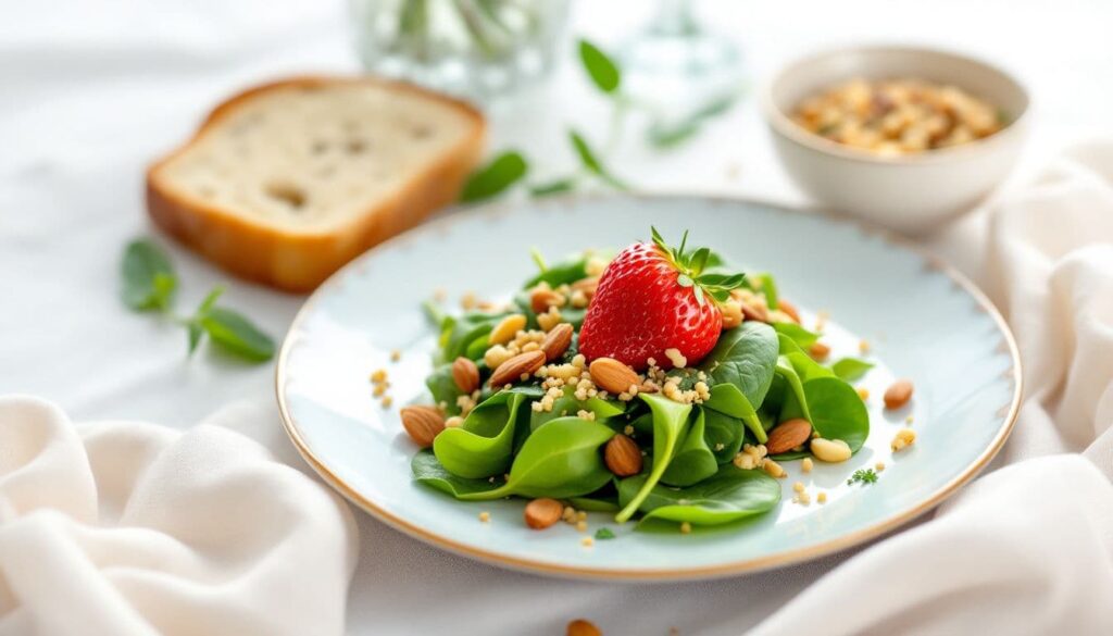 A colorful plate of healthy foods representing a balanced diet for dancers.